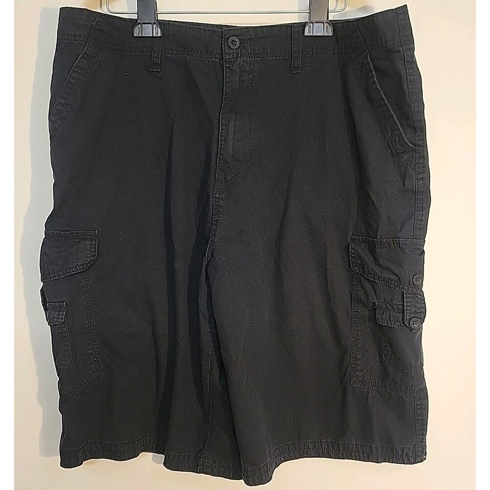 Men's Cargo Shorts 38R Black 100% Cotton Tactical Skater Punk Grunge Y2K Baggy